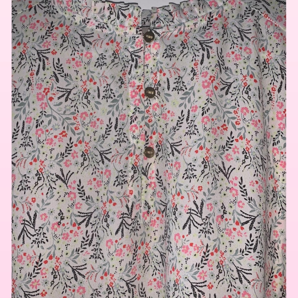 Loft sz Small Cream Colored Floral Blouse - Picture 3 of 5